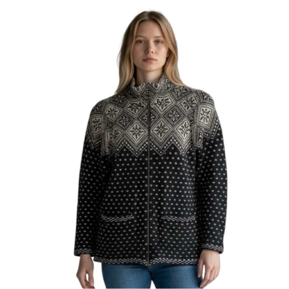 Ralph Lauren Nordic zip up high collar Lambswool Small petite cardigan sweater